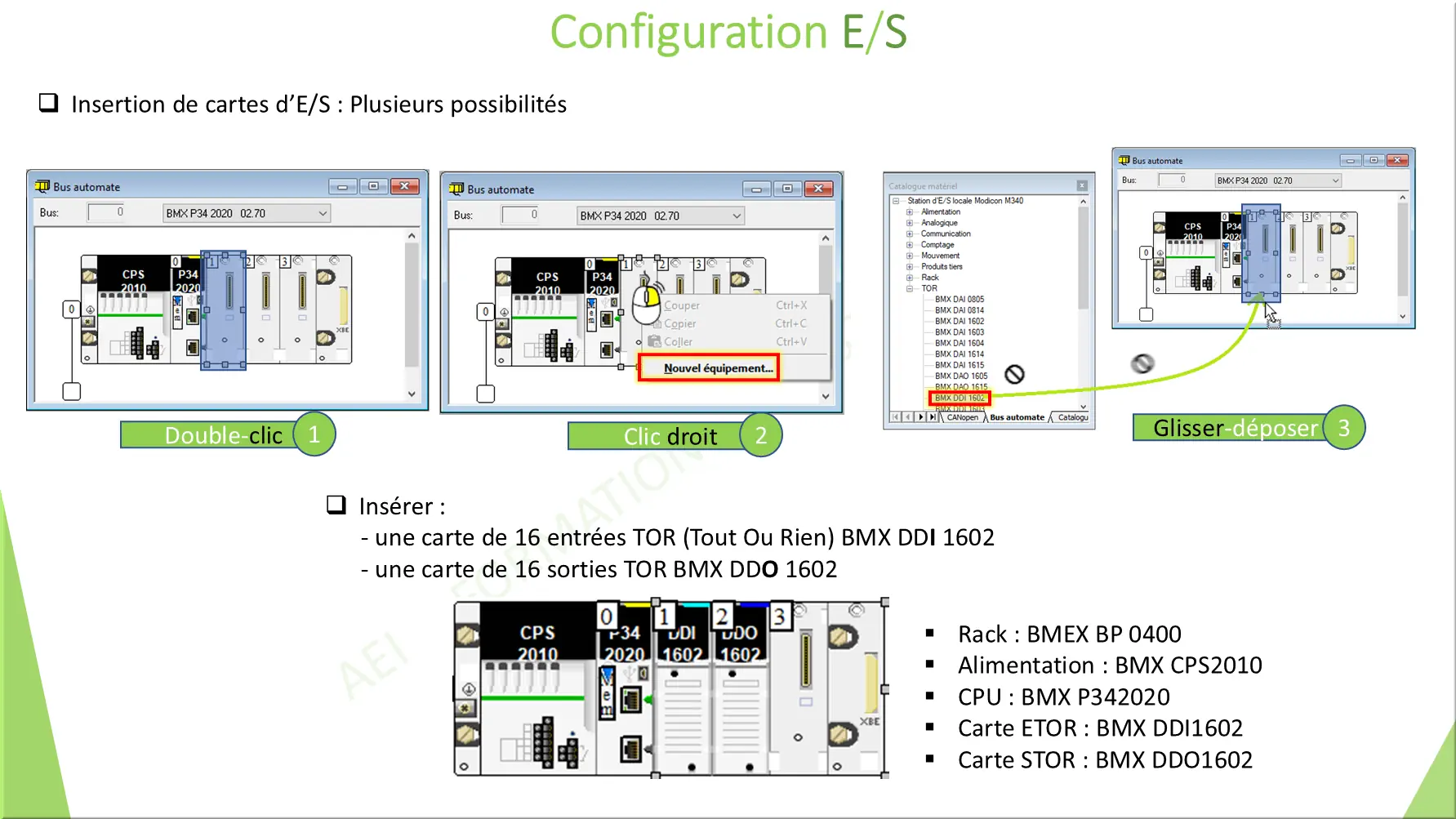 Configuration E/S